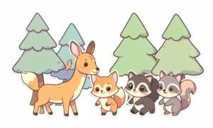 Ilustración de portada para memorama de bosque
