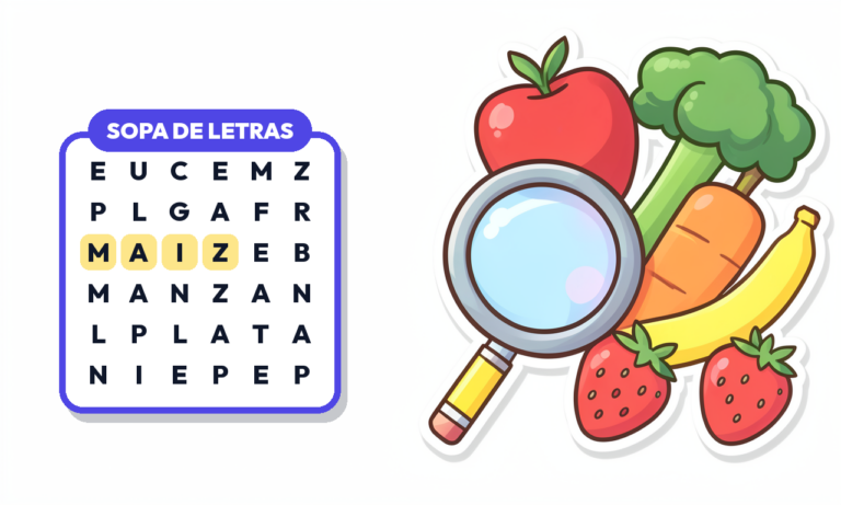 Sopa de Letras de Frutas y Verduras