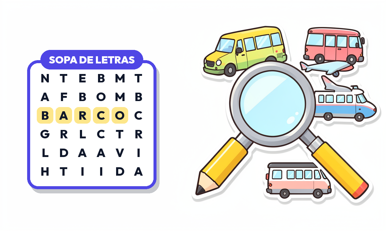 Sopa de Letras de Medios de Transporte para Imprimir (PDF Gratis)