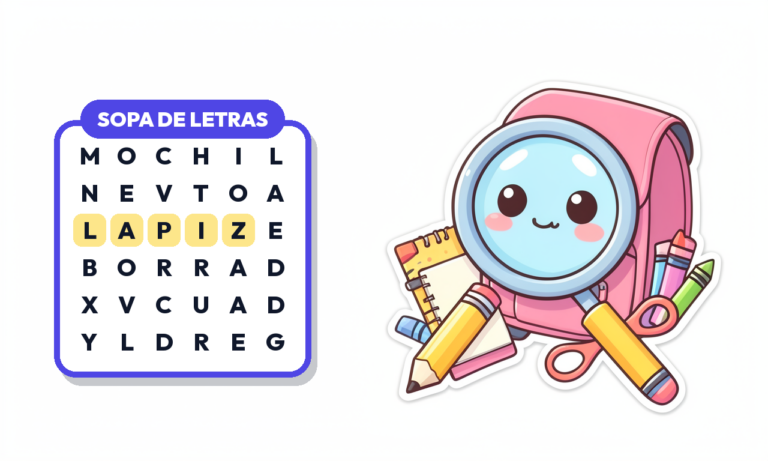 Sopa de Letras de Útiles Escolares