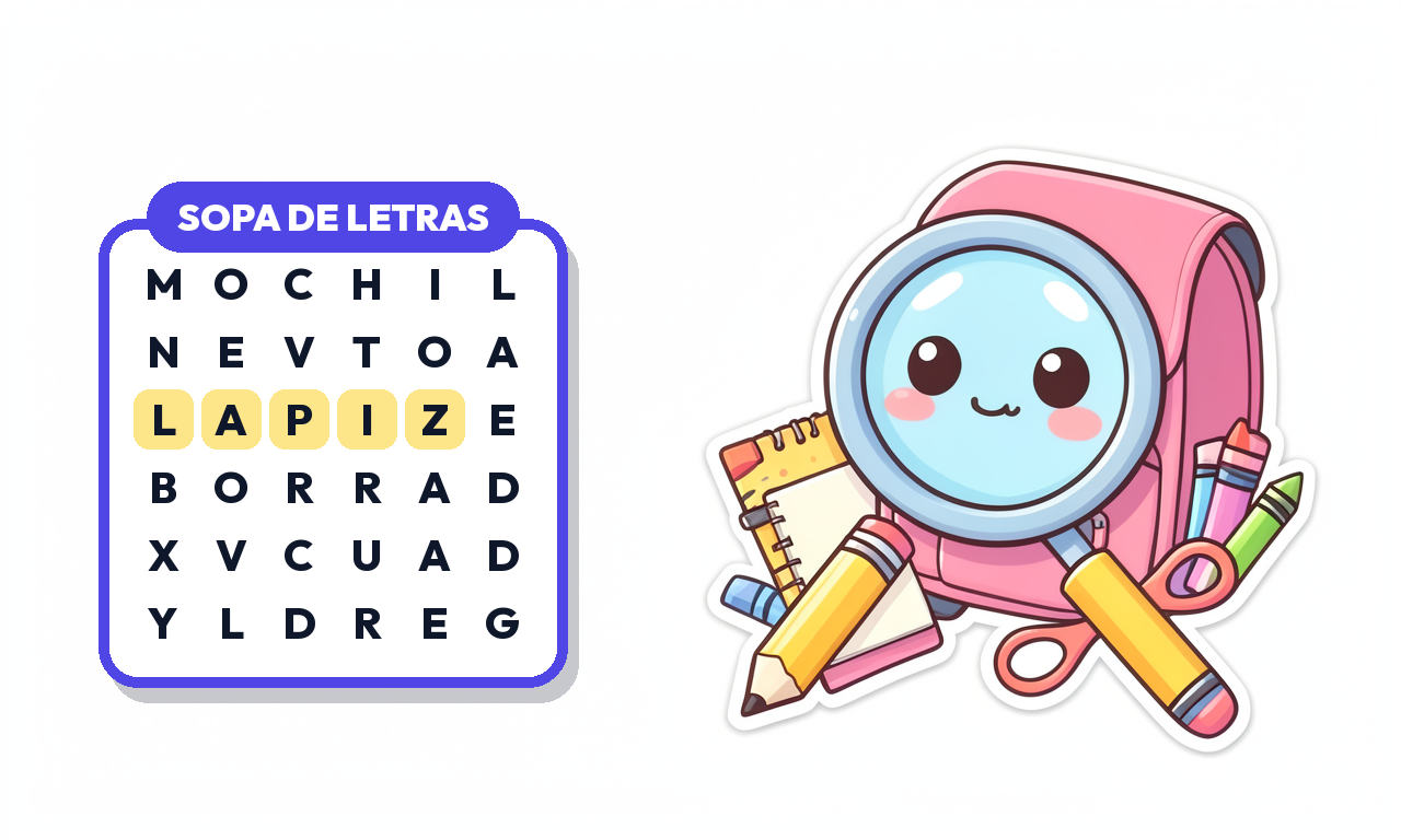 Sopa de Letras de Útiles Escolares para Imprimir (PDF Gratis)